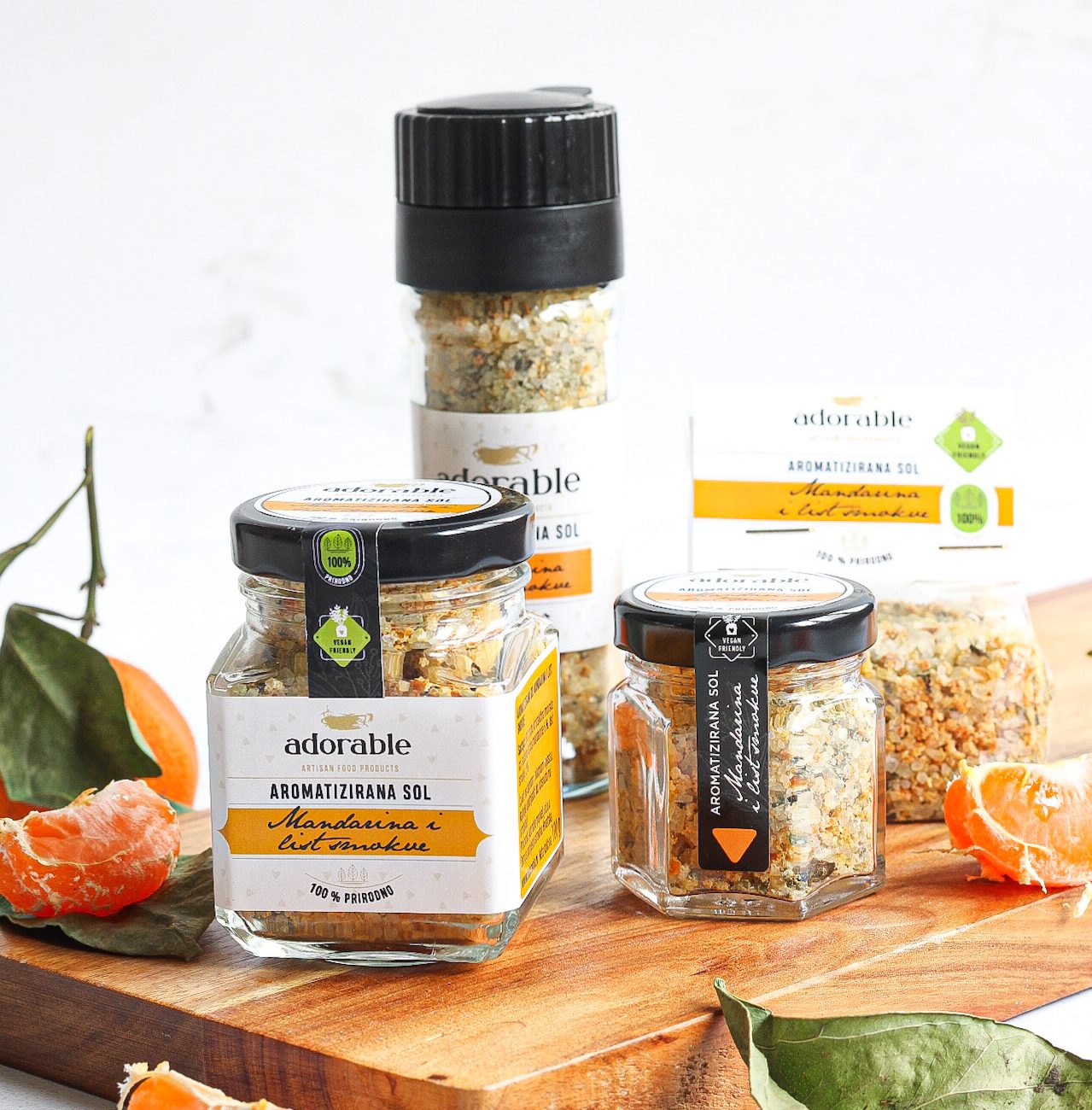 Staklenke aromatizirane soli s mandarinom i listom smokve